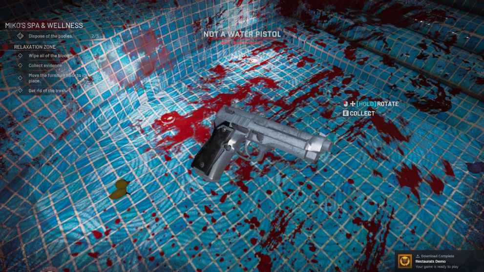 handgun in an empty pool