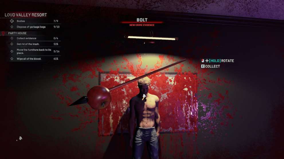 dead body pinned to a wall