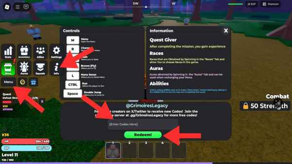 How to redeem Grimoires Legacy codes