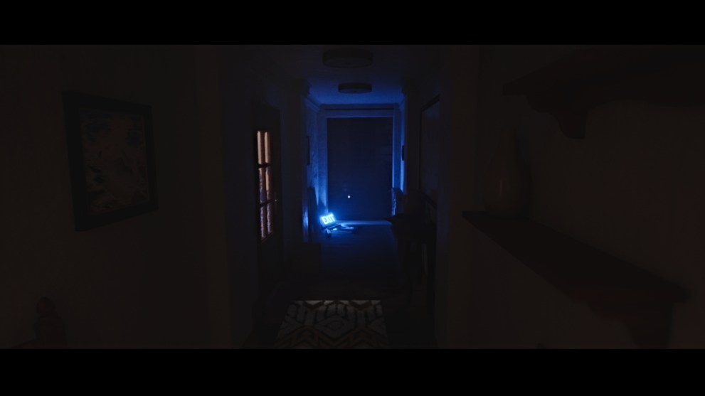 Blue exit hallway in LUTO