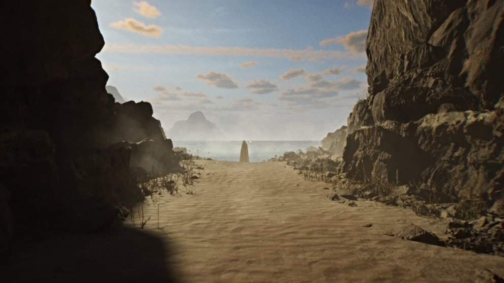 Figure overlooking the ocean in LUTO