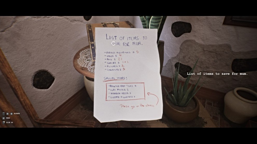 Item list in LUTO