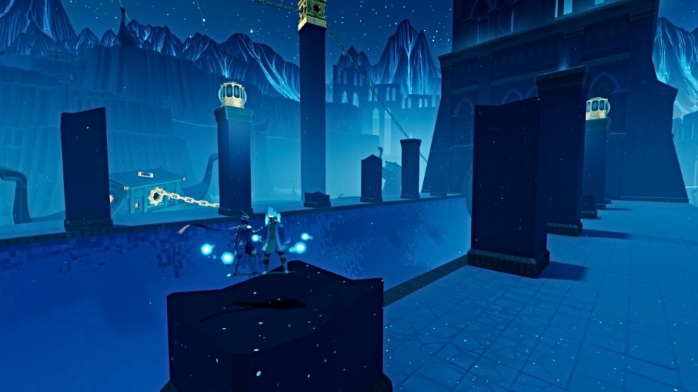 Big boat with lanterns in Sword of the Sea