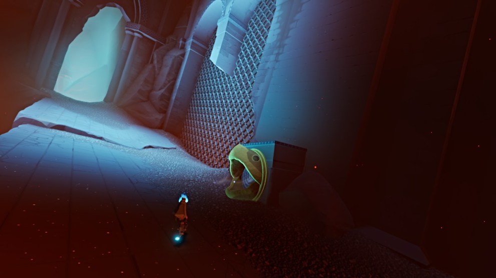 Turtle head pedestal in Sword of the Sea