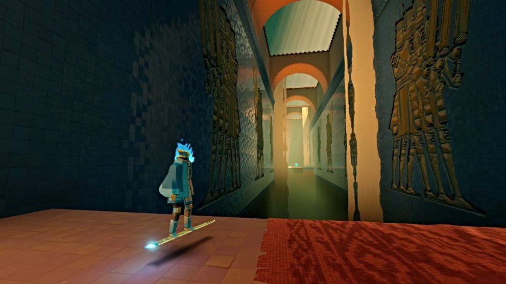 Chasm with water orb on other side in Sword of the Sea