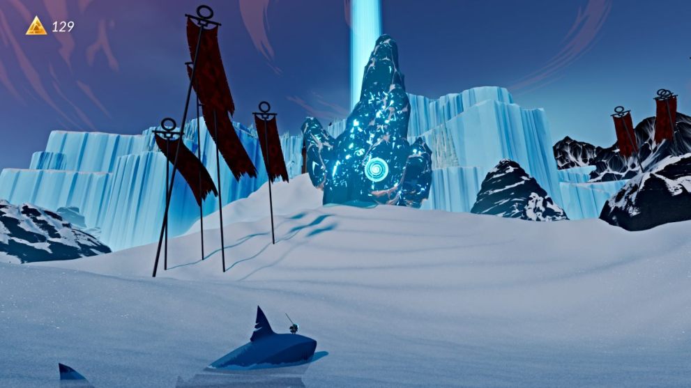 Iceberg with water orb in Sword of the Sea