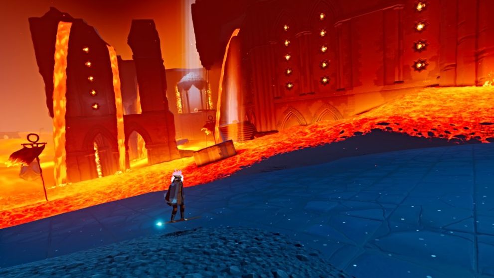 Gazebo with turtle head in Sword of the Sea