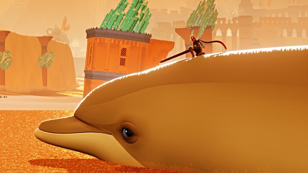 Swordsman and the dolphin in Sword of the Sea
