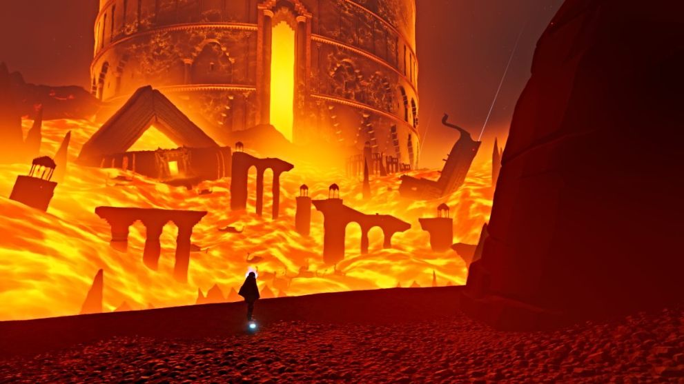 Giant lava room in Sword of the Sea