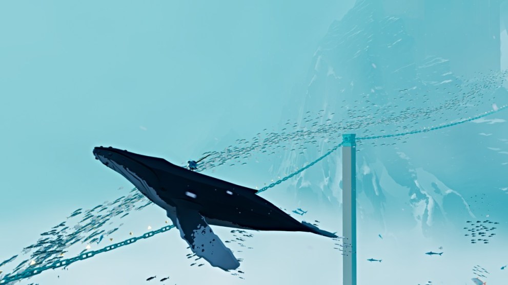 Riding a humpback whale in Sword of the Sea