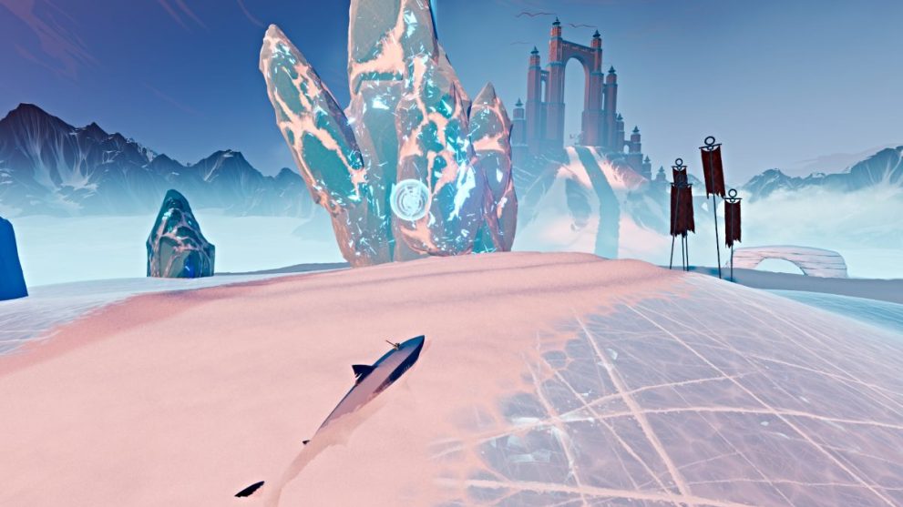 Iceberg with water orb in Sword of the Sea