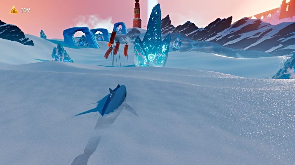 Iceberg with water orb in Sword of the Sea