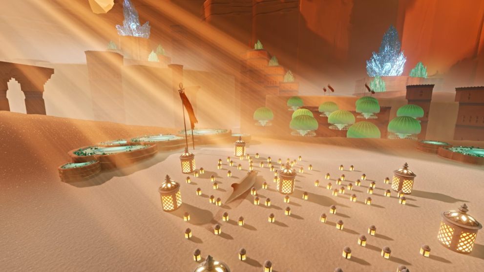 Blue crystals in the Forbidden Lands in Sword of the Sea