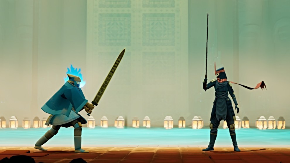 The Wraith and mysterious swordsman face eachother in Sword of the Sea