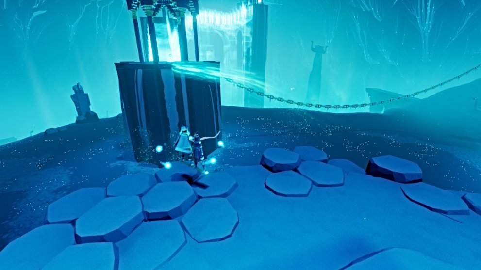 Tower pillar with water orb in Sword of the Sea