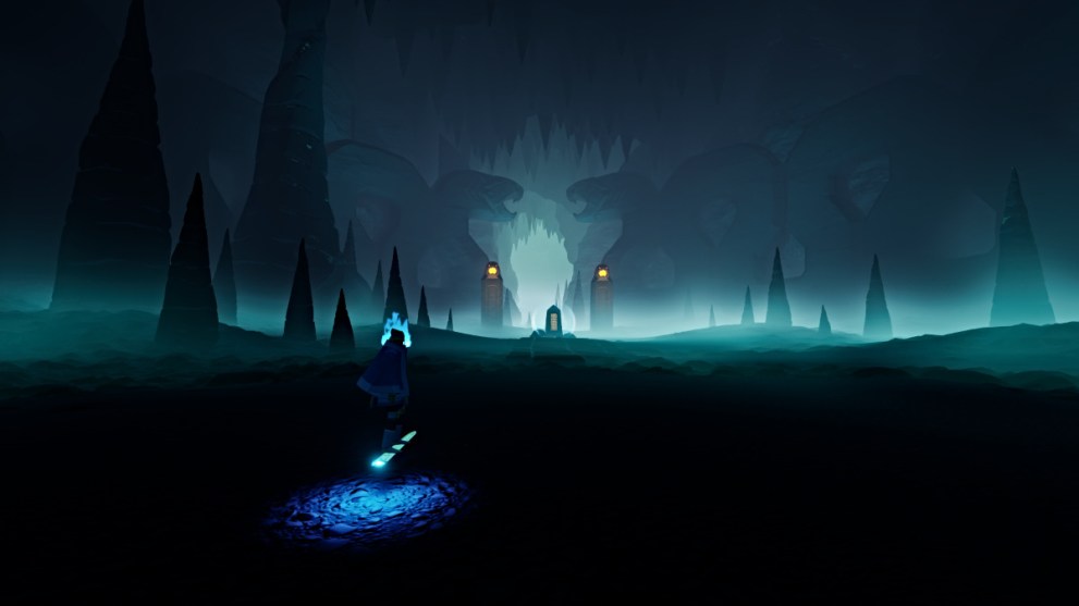 Dark cave in the Shadow Tundra in Sword of the Sea