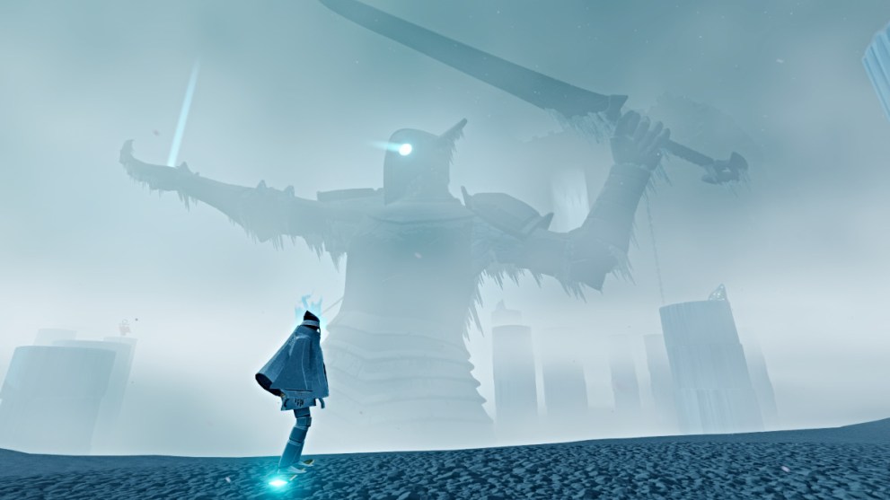 Giant statue in Shadow Tundra in Sword of the Sea