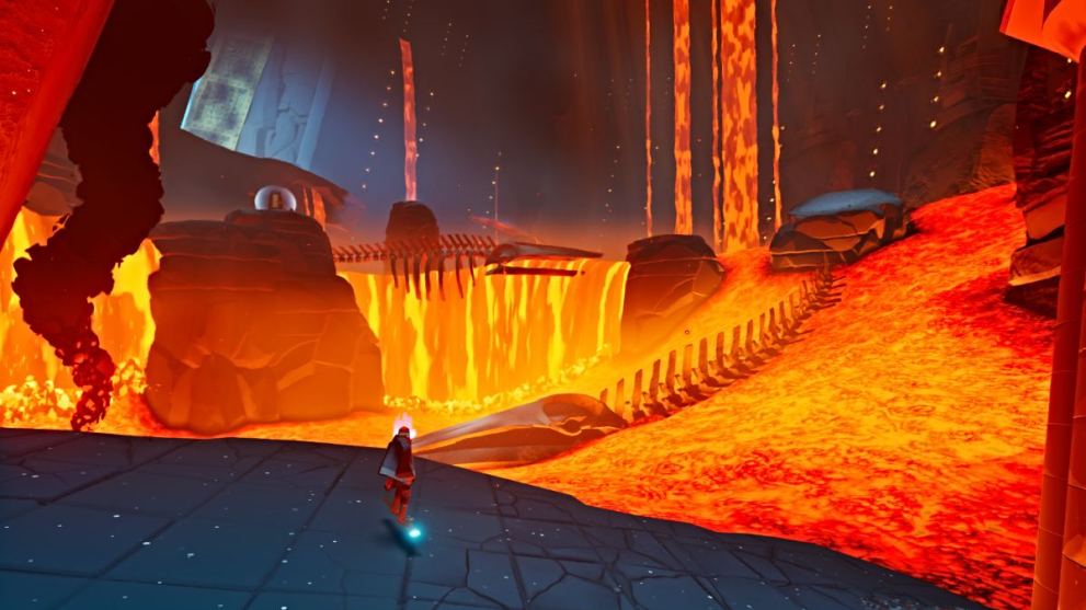 Lava room with skeleton in Sword of the Sea