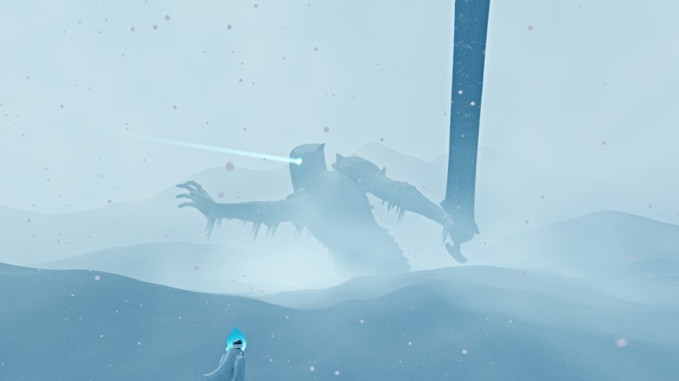 Snowy statue in Sword of the Sea