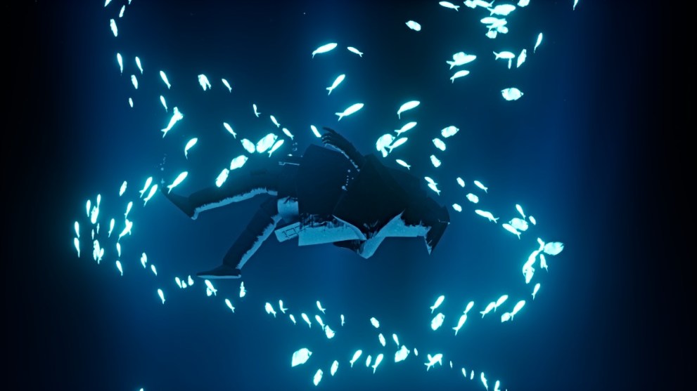 The Wraith surrounded by fish in Sword of the Sea