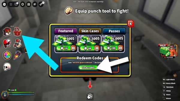 How to redeem codes in Prison Brawl.