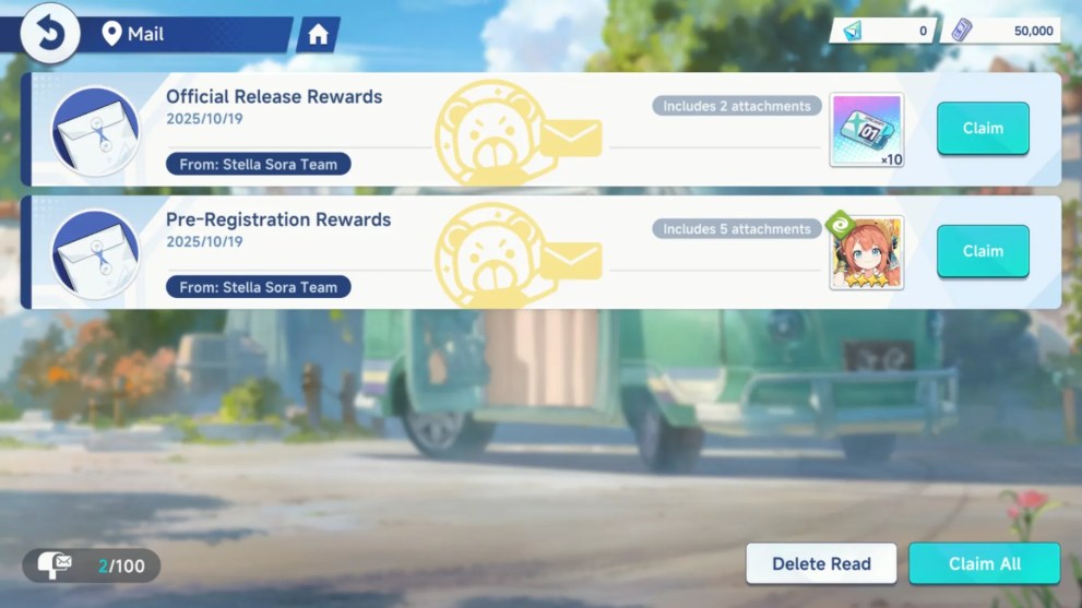 Free pulls from the mail during reroll in Stella Sora