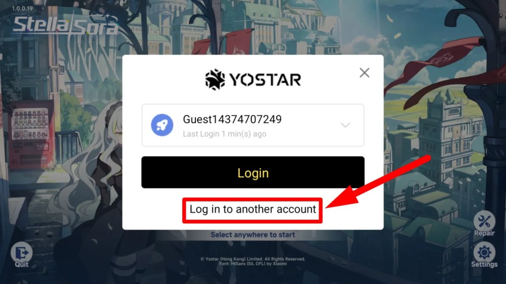 How to log in as a guest during reroll in Stella Sora
