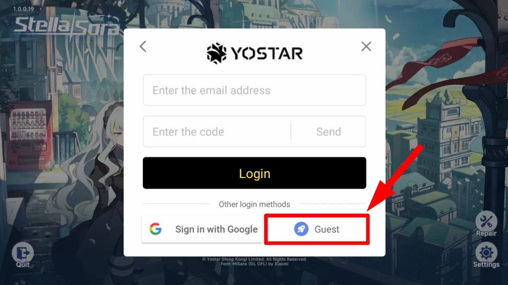 How to log in as a guest during reroll in Stella Sora