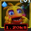 Toy Chica unit from the Five Nights TD 2 Roblox experience