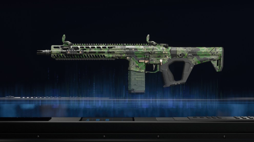 Balck Ops 7 M15 Mod 0 in the gunsmith with the Emerald Snake camo equipped