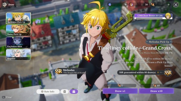 The Draw Section in Seven Deadly Sins Origin.