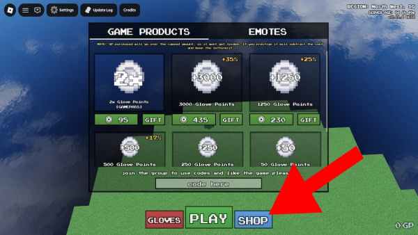 How to redeem Glove Game 2 codes.