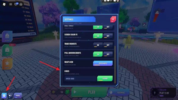 Redeeming codes in Anime Ball vs Ball Roblox experience