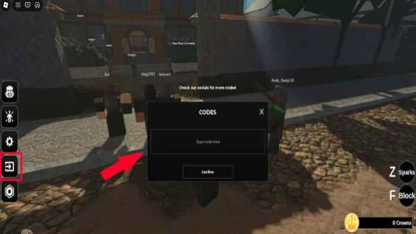 Codes Redemption Menu from Lootbound Roblox Experience