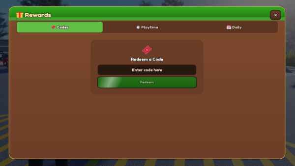 Codes Redemption Screen from Westville Florida Roblox Experience